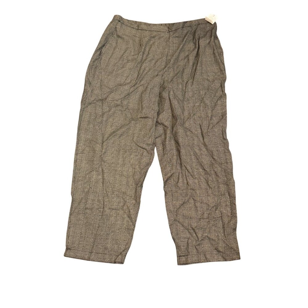Coldwater Creek Plaid Womens Pants Plus Size 2X Brown/Black Polyester Rayon Blen